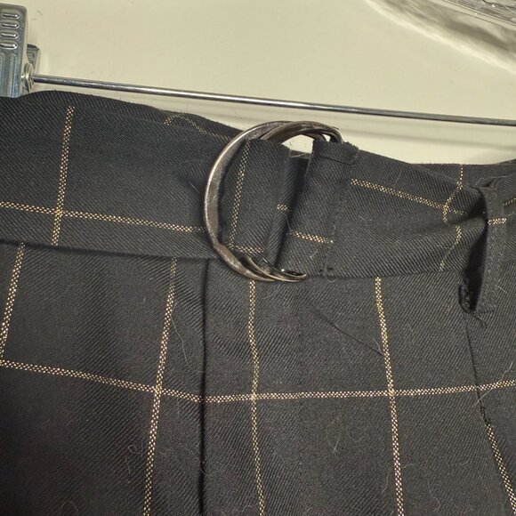 Lucy Paris | Black High Waisted Wide Leg Trousers with Gold Plaid - S - Picture 5 of 6